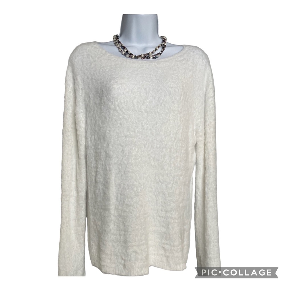 Bella Amore Made in Italy sweater Faux Fur feel Soft White Sz M